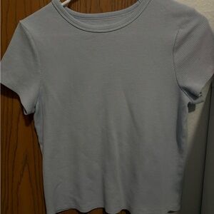 SO Women's Short Sleeve Ribbed Top - Soft Blue